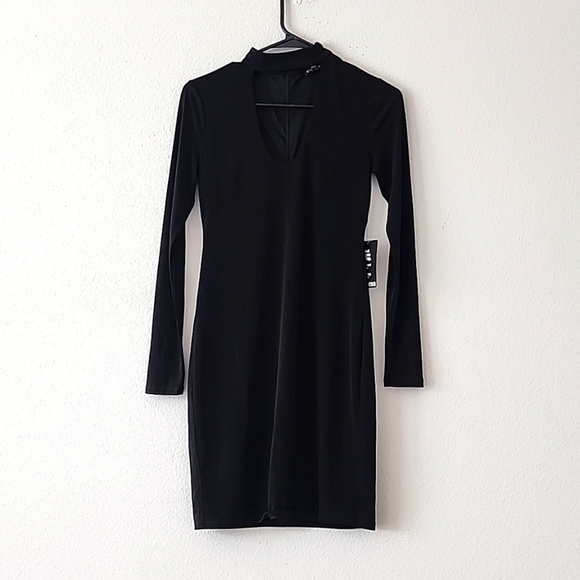 Express Little black bodycon cutout  Minimalist Closet Staple Long Sleeve Dress - Picture 1 of 8